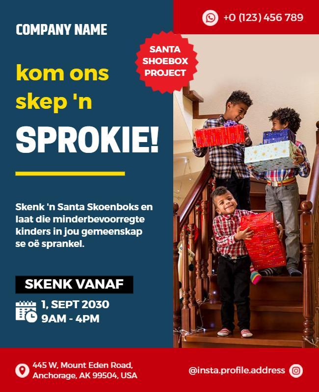 Santa Shoebox Project Donation Drive Flyer Template